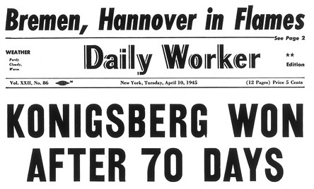 Amerikai újság címlapja Königsberg elestéről