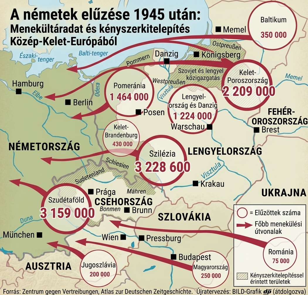 Kelet-Európából elűzött és kitelepített jelentősebb német lakosság